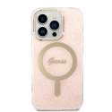 Zestaw Guess GUBPP14LH4EACSP Case+ Charger iPhone 14 Pro 6,1" różowy/pink hard case 4G Print MagSafe