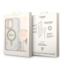 Zestaw Guess GUBPP14LHMEACSH Case+ Charger iPhone 14 Pro 6,1" biały/white hard case Marble MagSafe