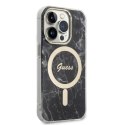 Zestaw Guess GUBPP14LHMEACSK Case+ Charger iPhone 14 Pro 6,1" czarny/black hard case Marble MagSafe