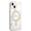 Zestaw Guess GUBPP14MHMEACSH Case+ Charger iPhone 14 Plus 6,7" biały/white hard case Marble MagSafe