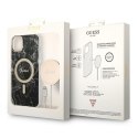 Zestaw Guess GUBPP14MHMEACSK Case+ Charger iPhone 14 Plus 6,7" czarny/black hard case Marble MagSafe