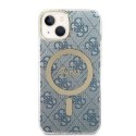 Zestaw Guess GUBPP14SH4EACSB Case+ Charger iPhone 14 6,1" niebieski/blue hard case 4G Print MagSafe