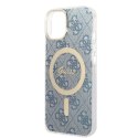 Zestaw Guess GUBPP14SH4EACSB Case+ Charger iPhone 14 6,1" niebieski/blue hard case 4G Print MagSafe