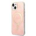 Zestaw Guess GUBPP14SH4EACSP Case+ Charger iPhone 14 6,1" różowy/pink hard case 4G Print MagSafe