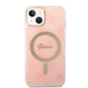 Zestaw Guess GUBPP14SH4EACSP Case+ Charger iPhone 14 6,1" różowy/pink hard case 4G Print MagSafe