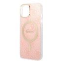 Zestaw Guess GUBPP14SH4EACSP Case+ Charger iPhone 14 6,1" różowy/pink hard case 4G Print MagSafe