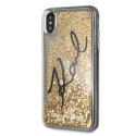 Karl Lagerfeld KLHCI65TRKSIGGO iPhone Xs Max złoty/gold hard case Signature Liquid Glitter Stars