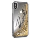 Karl Lagerfeld KLHCI65TRKSIGGO iPhone Xs Max złoty/gold hard case Signature Liquid Glitter Stars