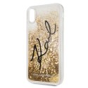 Karl Lagerfeld KLHCI65TRKSIGGO iPhone Xs Max złoty/gold hard case Signature Liquid Glitter Stars