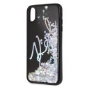 Karl Lagerfeld KLHCI65KSIGMU iPhone Xs Max czarny/black hard case Signature Liquid Glitter Sequins