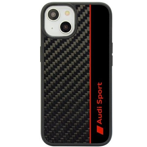 Audi nakładka do iPhone 14 6,1" AUS-TPUPCIP14-R8/D1-BK czarna hard case Carbon Fiber Strap