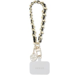 Guess GUOUCHSAMC4K Universal Hand Strap czarny/black Saffiano Chain 4G Charm