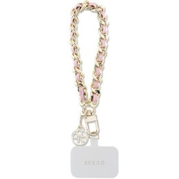 Guess GUOUCHSAMC4P Universal Hand Strap różowy/pink Saffiano Chain 4G Charm