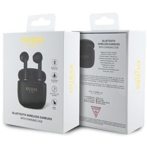 Guess słuchawki Bluetooth GUTWST26PSK TWS + stacja dokująca czarny/black Classic EST Logo