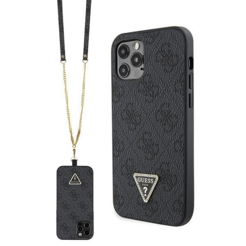 Guess GUHCP12MP4TDSCPK iPhone 12 / 12 Pro 6.1" czarny/black hardcase Crossbody 4G Metal Logo