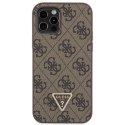 Guess GUHCP12MP4TDSCPW iPhone 12 / 12 Pro 6.1" brązowy/brown hardcase Crossbody 4G Metal Logo