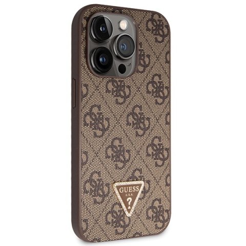 Guess GUHCP14LP4TDSCPW iPhone 14 Pro 6.1" brązowy/brown hardcase Crossbody 4G Metal Logo