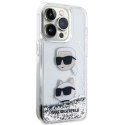 Karl Lagerfeld KLHCP14LLDHKCNS iPhone 14 Pro 6.1" srebrny/silver hardcase Liquid Glitter Karl & Choupette Heads