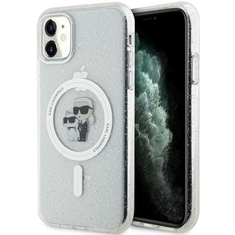 Karl Lagerfeld KLHMN61HGKCNOT iPhone 11 / Xr 6.1" transparent hardcase Karl&Choupette Glitter MagSafe