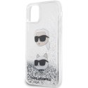 Karl Lagerfeld KLHCN61LDHKCNS iPhone 11 / Xr 6.1" srebrny/silver hardcase Liquid Glitter Karl & Choupette Heads