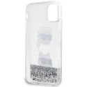 Karl Lagerfeld KLHCN61LDHKCNS iPhone 11 / Xr 6.1" srebrny/silver hardcase Liquid Glitter Karl & Choupette Heads