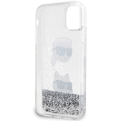 Karl Lagerfeld KLHCN61LDHKCNS iPhone 11 / Xr 6.1" srebrny/silver hardcase Liquid Glitter Karl & Choupette Heads