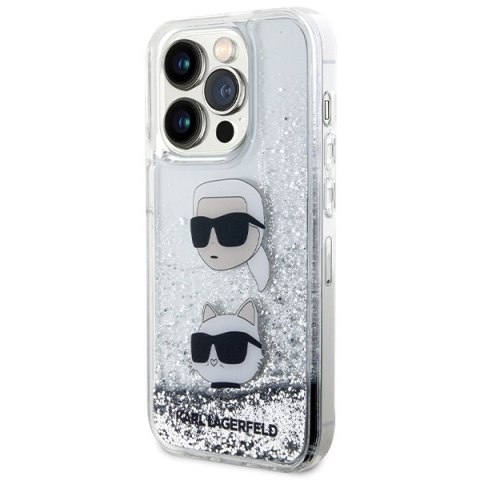 Karl Lagerfeld KLHCP14XLDHKCNS iPhone 14 Pro Max 6.7" srebrny/silver hardcase Liquid Glitter Karl & Choupette Heads