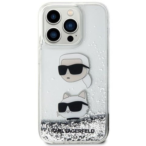 Karl Lagerfeld KLHCP14XLDHKCNS iPhone 14 Pro Max 6.7" srebrny/silver hardcase Liquid Glitter Karl & Choupette Heads