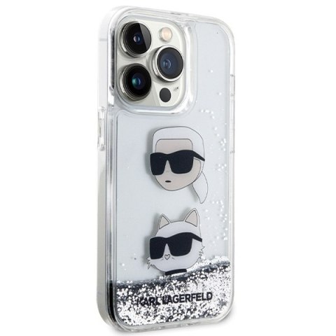 Karl Lagerfeld KLHCP14XLDHKCNS iPhone 14 Pro Max 6.7" srebrny/silver hardcase Liquid Glitter Karl & Choupette Heads