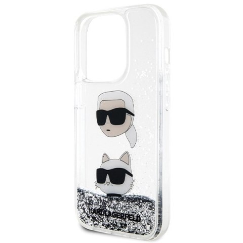 Karl Lagerfeld KLHCP14XLDHKCNS iPhone 14 Pro Max 6.7" srebrny/silver hardcase Liquid Glitter Karl & Choupette Heads