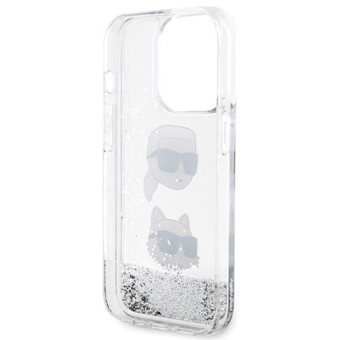 Karl Lagerfeld KLHCP14XLDHKCNS iPhone 14 Pro Max 6.7" srebrny/silver hardcase Liquid Glitter Karl & Choupette Heads