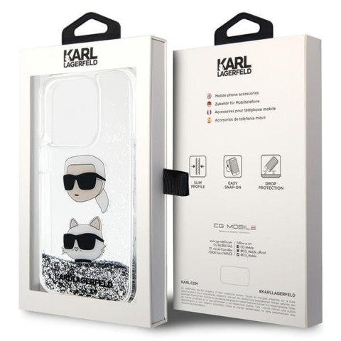 Karl Lagerfeld KLHCP14XLDHKCNS iPhone 14 Pro Max 6.7" srebrny/silver hardcase Liquid Glitter Karl & Choupette Heads
