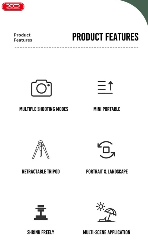 XO selfieStick bluetooth tripod SS08 czarny