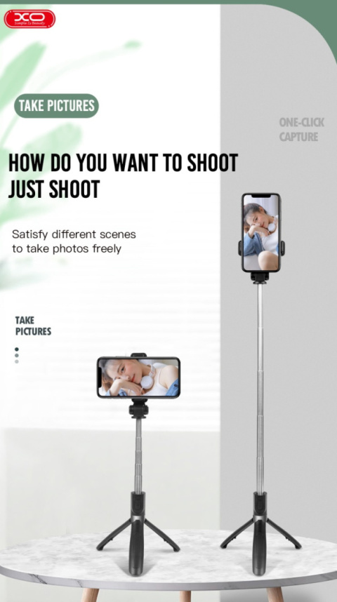 XO selfieStick bluetooth tripod SS08 czarny