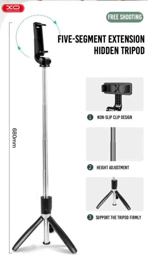 XO selfieStick bluetooth tripod SS08 czarny