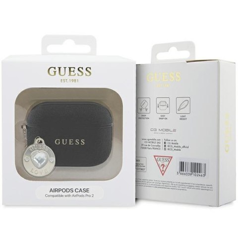 Guess GUAP2PGEHCDK AirPods Pro 2(2022/2023) cover czarny/black Fixed Glitter Heart Diamond Charm