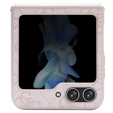 Guess GUHCZF5P4TDPP F731 Z Flip5 różowy/pink hardcase Leather 4G Triangle Strass