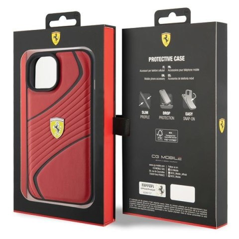 Ferrari FEHCP15SPTWR iPhone 15 / 14 / 13 6.1" czerwony/red hardcase Twist Metal Logo