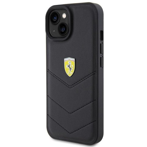 Ferrari FEHCP15SRDUK iPhone 15 / 14 / 13 6.1" czarny/black hardcase Quilted Metal Logo