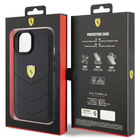 Ferrari FEHCP15SRDUK iPhone 15 / 14 / 13 6.1" czarny/black hardcase Quilted Metal Logo