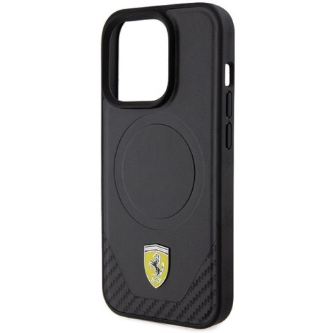 Ferrari FEHMP15LPTEK iPhone 15 Pro 6.1" czarny/black hardcase Carbon Metal Logo MagSafe