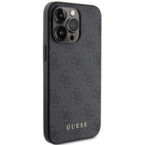 Guess GUHCP15LG4GFGR iPhone 15 Pro 6.1" szary/grey hard case 4G Metal Gold Logo