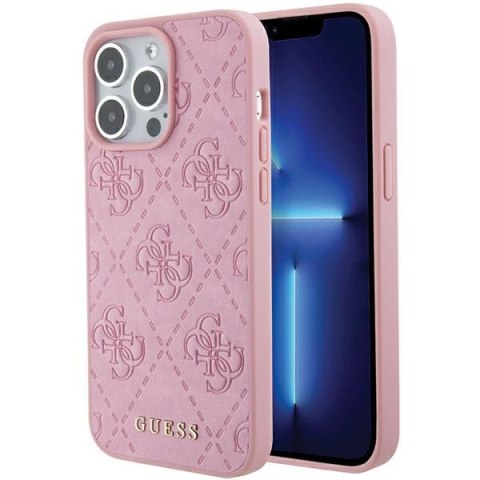 Guess GUHCP15LP4EPMP iPhone 15 Pro 6.1" różowy/pink hardcase Leather 4G Stamped