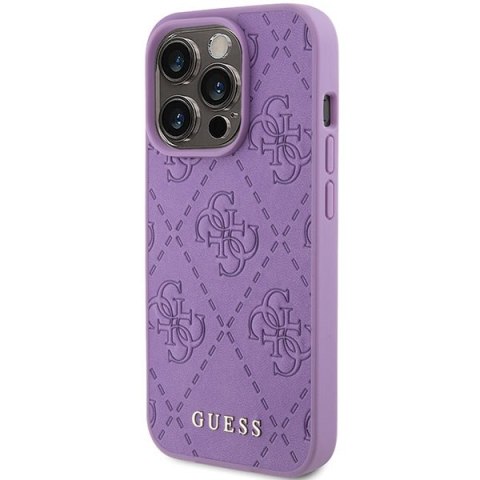 Guess GUHCP15LP4EPMU iPhone 15 Pro 6.1" fioletowy/light purple hardcase Leather 4G Stamped