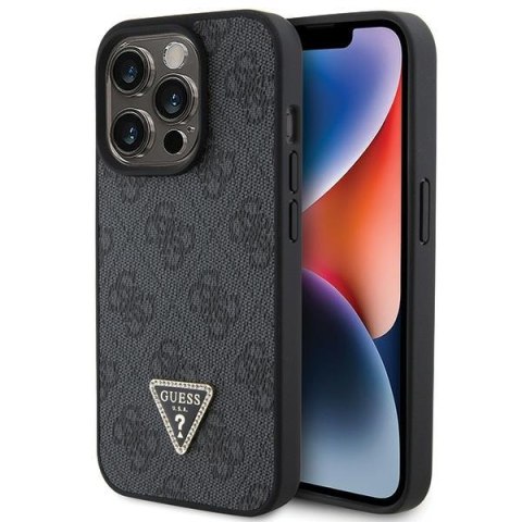 Guess GUHCP15LP4TDPK iPhone 15 Pro 6.1" czarny/black hardcase Leather 4G Diamond Triangle