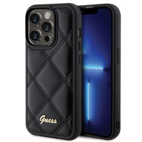 Guess GUHCP15LPSQSQSK iPhone 15 Pro 6.1" czarny/black hardcase Quilted Metal Logo