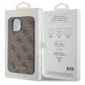 Guess GUHCP15SG4GFBR iPhone 15 6.1" brązowy/brown hard case 4G Metal Gold Logo