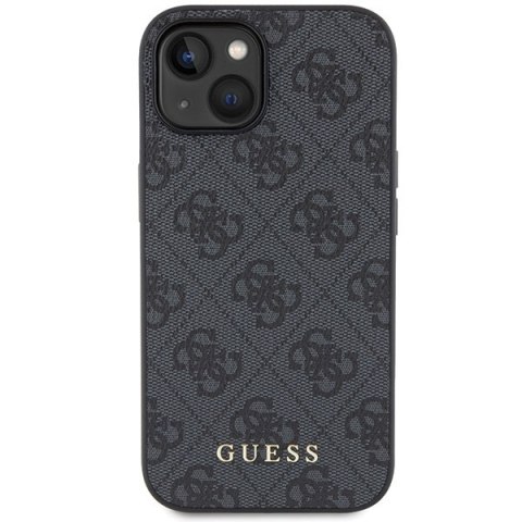 Guess GUHCP15SG4GFGR iPhone 15 6.1" szary/grey hard case 4G Metal Gold Logo