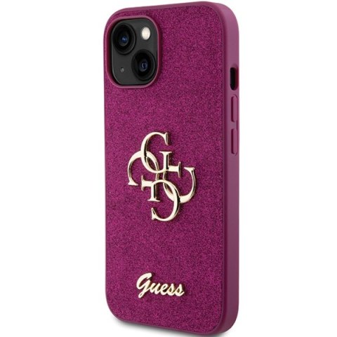 Guess GUHCP15SHG4SGU iPhone 15 6.1" fioletowy/purple hardcase Glitter Script Big 4G