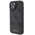 Guess GUHCP15SP4EPMK iPhone 15 6.1" czarny/black hardcase Leather 4G Stamped